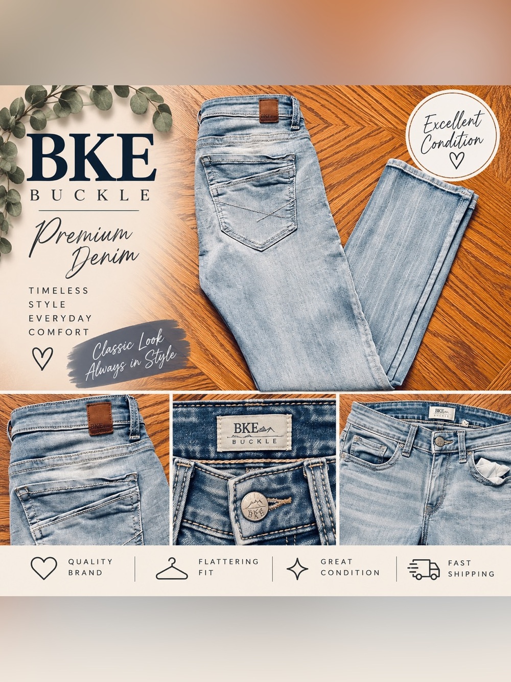 BKE Women’s Blue Slim Straight Jeans